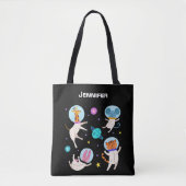Tote Bag Cute astronaute Animaux flottant dans l'espace (Devant)