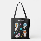Tote Bag Cute astronaute Animaux flottant dans l'espace (Dos)