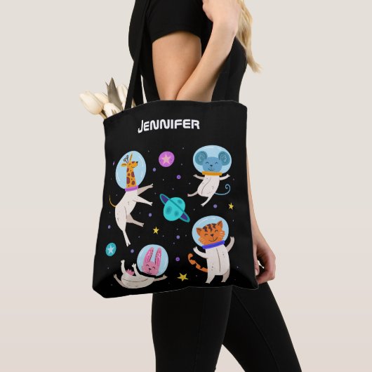 Tote Bag Cute astronaute Animaux flottant dans l'espace (De près)