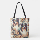 Tote Bag Cute Australian Shepherd peinture Vintage (Dos)
