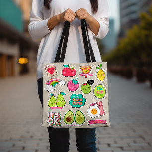 Tote Bag Cute Avocado Fun Fruit and Food Coloré