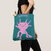 Tote Bag Cute Axolotl Salamander rose Personnalisée (De près)