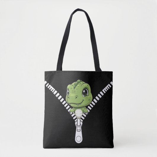 Tote Bag Cute baby dinosaur Peek (Devant)