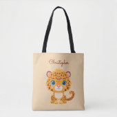 Tote Bag Cute Baby Leopard Safari Animal Kids (Devant)