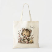 Tote Bag Cute Baby Tiger Easter Illustration (Devant)