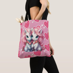 Tote Bag Cute Baby Unicorns Cpuple pour le cadeau de la Sai