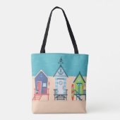 Tote Bag Cute Beach Huts Vacances d'été Personnalisées (Dos)