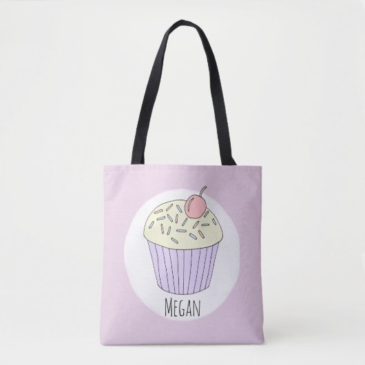 Tote Bag Cute bébé fille Cupcake Muffin avec nom couche (Devant)