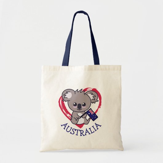 Tote Bag Cute bébé koala tenant drapeau australien et coeur (Devant)