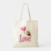 Tote Bag Cute Bee Fluffy Pink Love Heart Balloon (Dos)