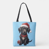 Tote Bag Cute Black Dog at Christmas (Dos)