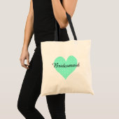 Tote Bag Cute Blanc Polka Dot Aquamarine Heart Bridesmaid (Devant (produit))
