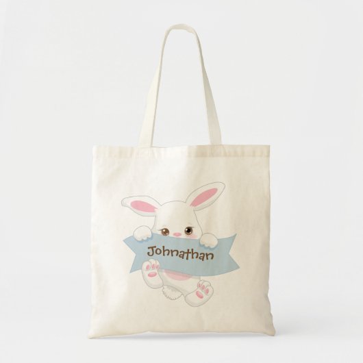 Tote Bag Cute Bleu Bleu lapin de Pâques (Devant)