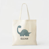 Tote Bag Cute Blue Grey Dinosaure Personnalisé Enfants (Devant)