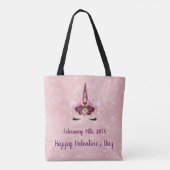 Tote Bag Cute Blush rose Unicorn Saint Valentin fête (Dos)