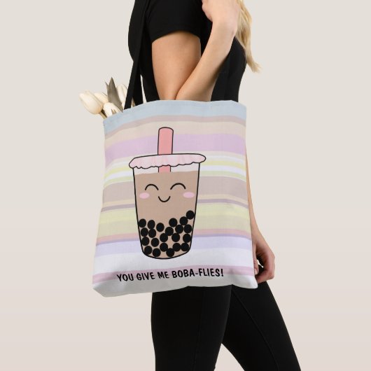Tote Bag Cute Boba Milk Tea Pun (De près)