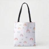Tote Bag Cute Boho arc-en-ciel et nuages (Devant)