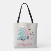 Tote Bag Cute Boho Christmas Unicorne avec nom sur Sage (Dos)
