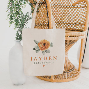 Tote Bag Cute Boho Terracotta Floral Bridesmaid Mariage
