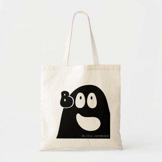 Tote Bag Cute Boo Ghost Halloween Thème Noir (Devant)