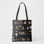 Tote Bag Cute Bookish Chats Livres Brown (Devant)