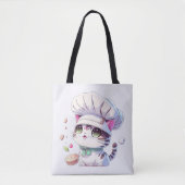 Tote Bag Cute boulangère Chef Chat Kitten avec pain | (Devant)