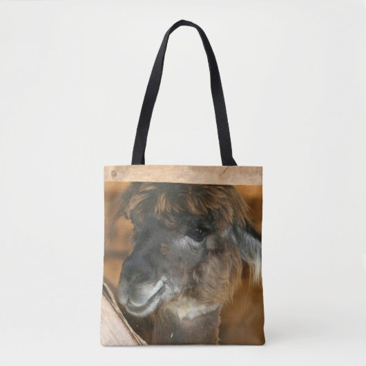 Tote Bag Cute Brown Alpaca Llama ferme animal (Devant)