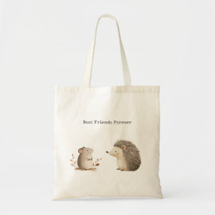 Tote Bag Cute Brown Cream Hérisson Souris Meilleurs amis