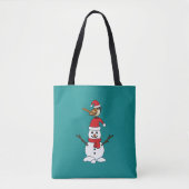 Tote Bag Cute Bruant sur Snowman (Devant)