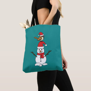 Tote Bag Cute Bruant sur Snowman