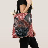 Tote Bag Cute Brussels Griffon Motif de fleurs de chien (De près)