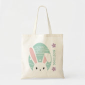Tote Bag Cute Bunny Hoppy Chasse aux oeufs de Pâques Nom pe (Devant)