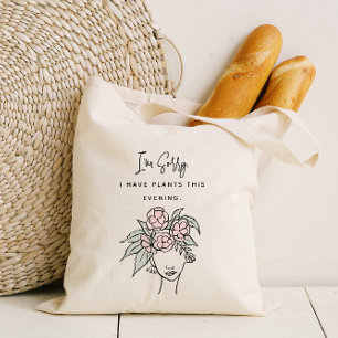 Tote Bag Cute Busy avec Mon Portrait Floral Plante