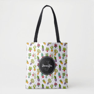 Tote Bag Cute Cactus Nature Succulents Motif