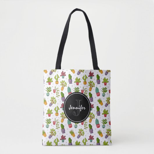 Tote Bag Cute Cactus Nature Succulents Motif (Devant)