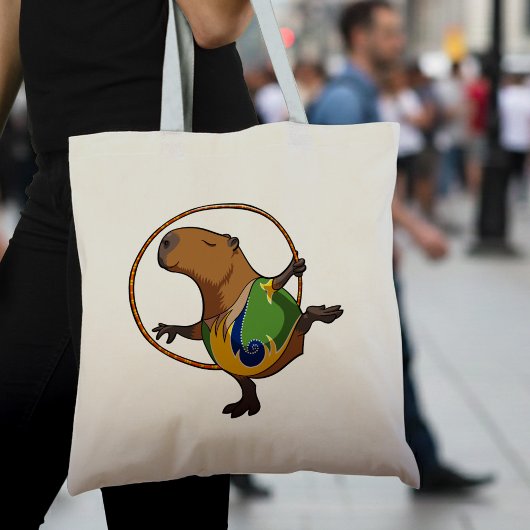 Tote Bag Cute Capybara Rhythmic Gymnastics Hoop Cartoon