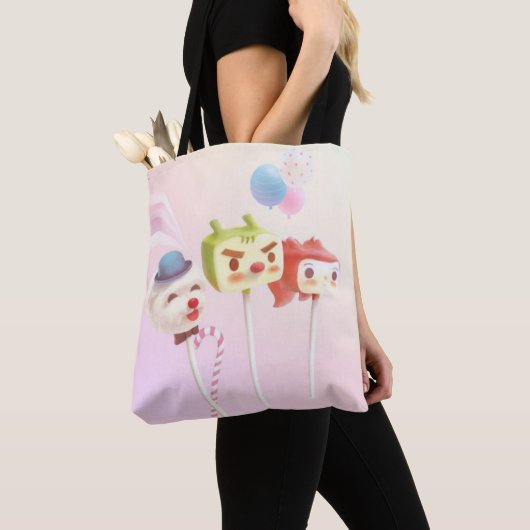 Tote Bag Cute Caractère Gâteau Pops (De près)