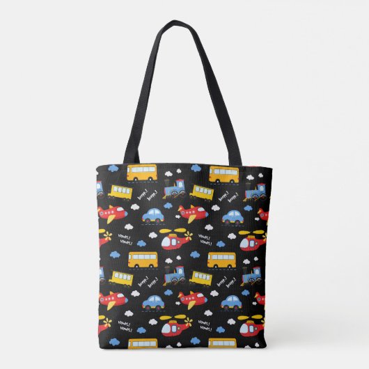 Tote Bag Cute Cartoon Vehicles Pattern  (Dos)