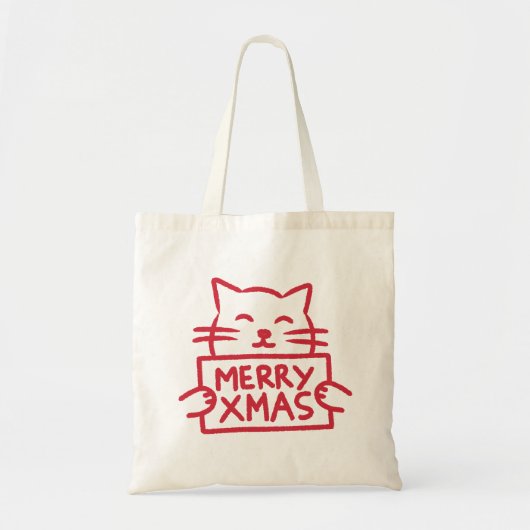 Tote Bag Cute Cat Merry Xmas (Devant)