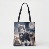 Tote Bag Cute Cat Pawdigy joue une sonate au clair de lune (Devant)