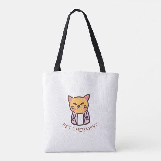 Tote Bag Cute Cat Pet Therapist Cartoon Design (Dos)