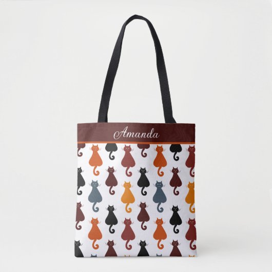 Tote Bag Cute Cats Pattern Personalized (Devant)