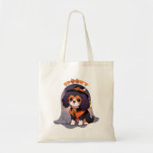 Tote Bag Cute Cavalier King Charles halloween éffrayant (Devant)