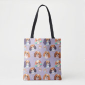 Tote Bag Cute Cavalier King Charles Pastel Motif (Devant)