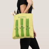 Tote Bag Cute céleri bâtons trio caricature légumes (De près)