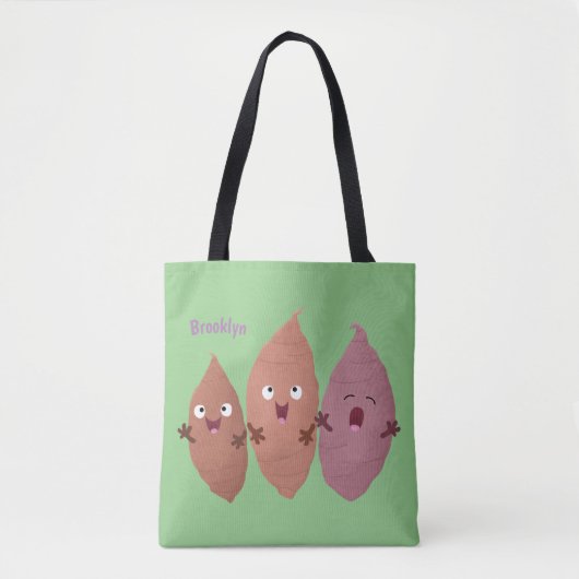 Tote Bag Cute chantant des patates douces caricaturales lég (Devant)
