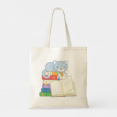 Tote Bag Cute Chat au-dessus d'une pile de livres (Dos)