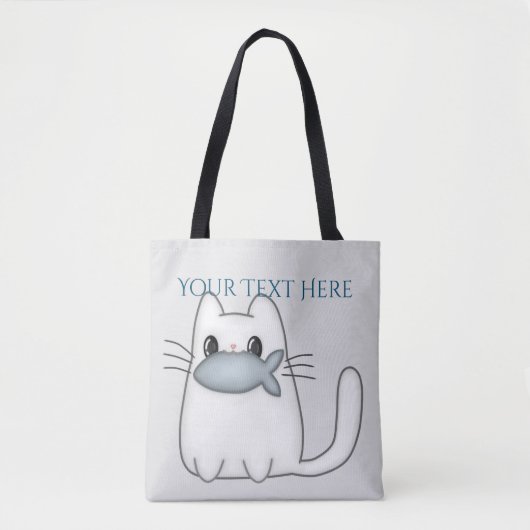 Tote Bag Cute chat avec poisson Prix (Devant)