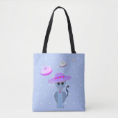 Tote Bag Cute Chat dans un Casquette (Devant)