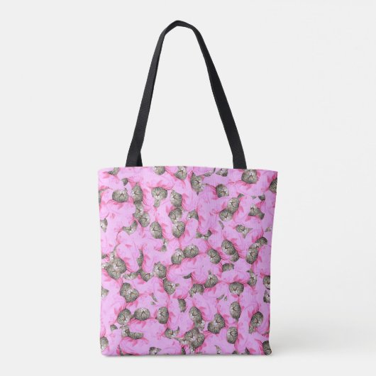 Tote Bag Cute Chat dans un Motif Casquette rose Random (Dos)